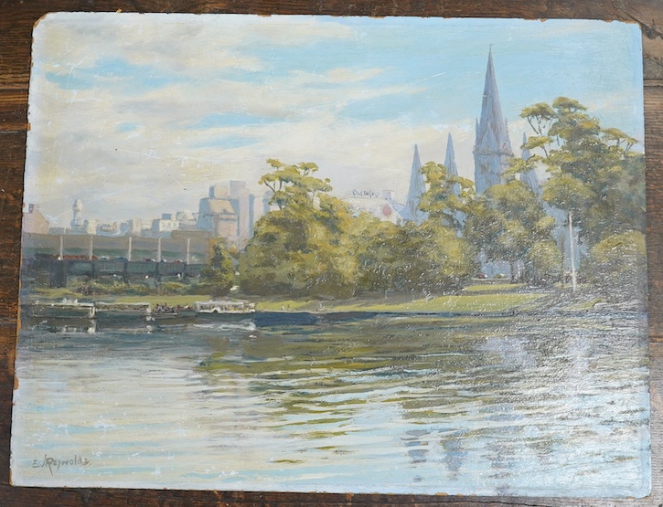 Eric Reynolds (Australian), oil on board, ‘St. Paul's Cathedral, Melbourne, Australia’, signed, 35 x 45cm. Condition - chips to the edge